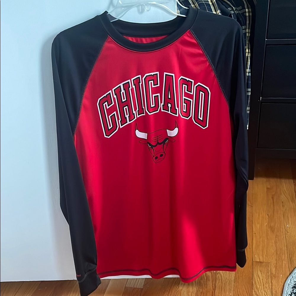 Chicago Bulls Red and Black Long Sleeve Shirt